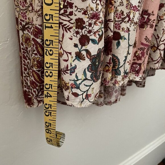 Anthropologie DREW Naomi Tiered Maxi Dress Halter Pink Floral Boho Medium $268 - Picture 5 of 10